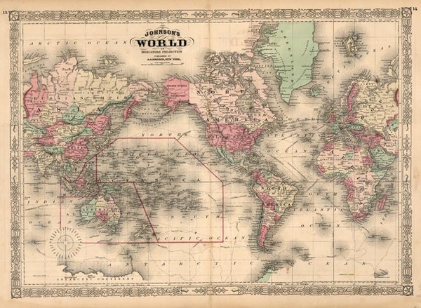 97-World and World Map By Alvin Jewett Johnson