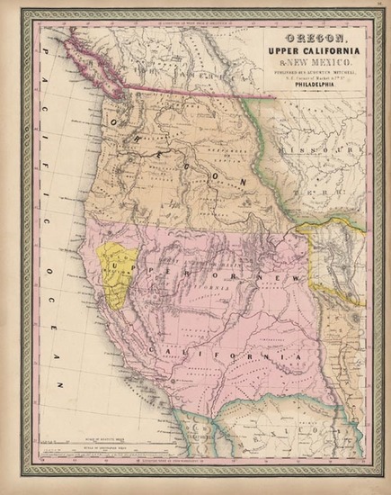19-Southwest, Rocky Mountains and California Map By Samuel Augustus Mitchell