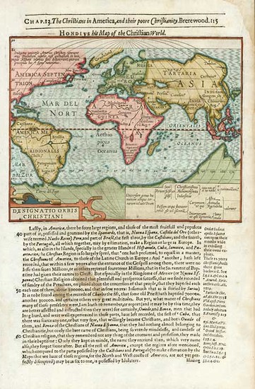 44-World and World Map By Jodocus Hondius / Samuel Purchas