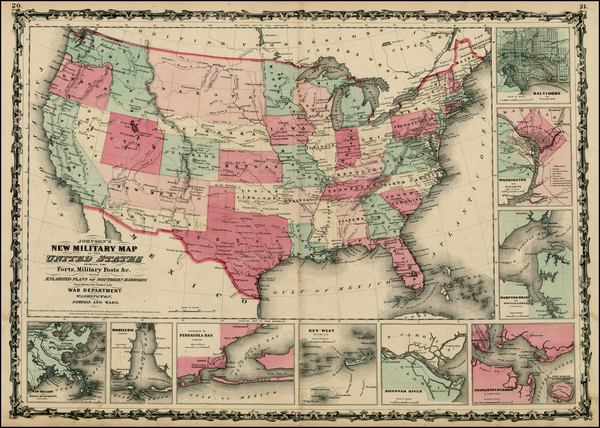 26-United States Map By Benjamin P Ward  &  Alvin Jewett Johnson