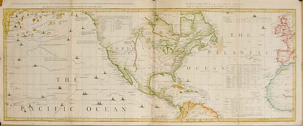 65-World, Atlantic Ocean, North America, Pacific and California Map By Thomas Jefferys