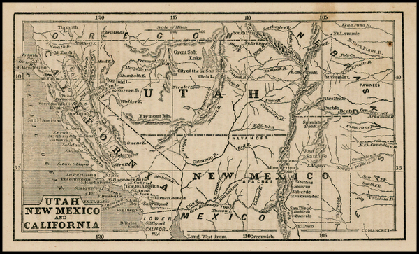 26-Southwest, Rocky Mountains and California Map By Ensign, Bridgeman & Fanning