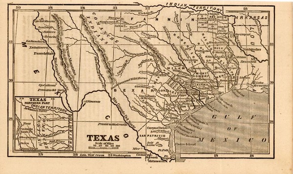 34-Texas Map By Ensign, Bridgeman & Fanning