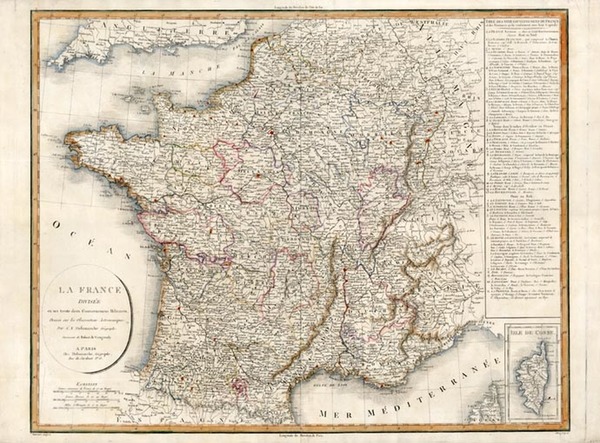 46-Europe, France and Balearic Islands Map By Charles Francois Delamarche