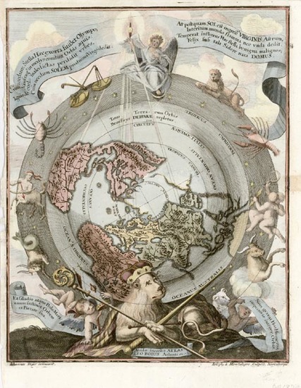 30-World, Northern Hemisphere, Polar Maps, Celestial Maps and Curiosities Map By Heinrich Scherer