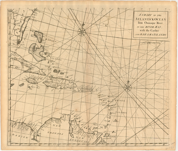 35-World, Atlantic Ocean, United States, Mid-Atlantic and Southeast Map By Edmond Halley