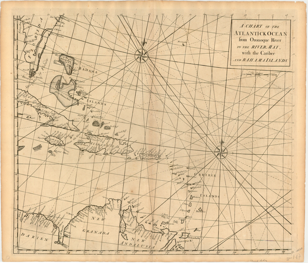 67-World, Atlantic Ocean, United States, Mid-Atlantic and Southeast Map By Edmond Halley