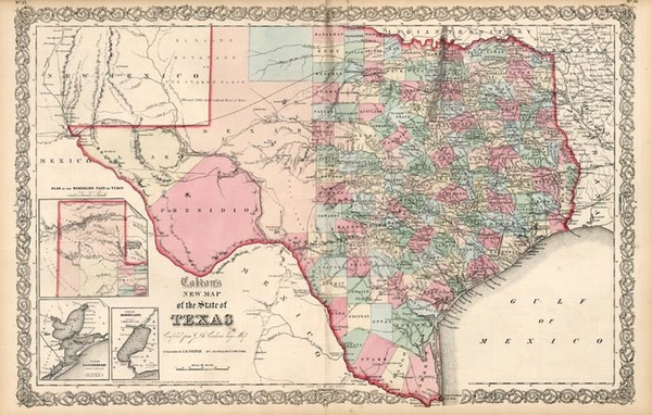 23-Texas and Southwest Map By Joseph Hutchins Colton