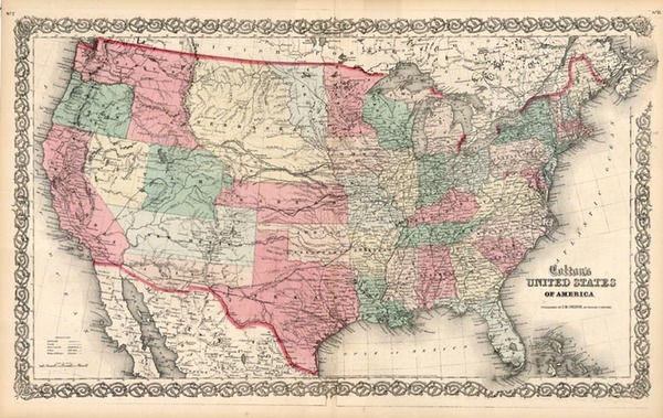 75-United States, Southwest and Rocky Mountains Map By Joseph Hutchins Colton