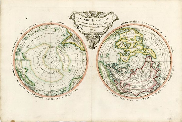 83-World, World and Polar Maps Map By Maurille Antoine Moithey