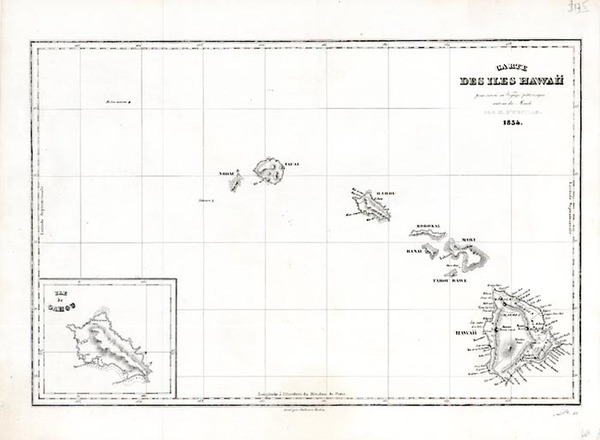 60-Hawaii Map By Jules Sebastian Cesar Dumont-D'Urville