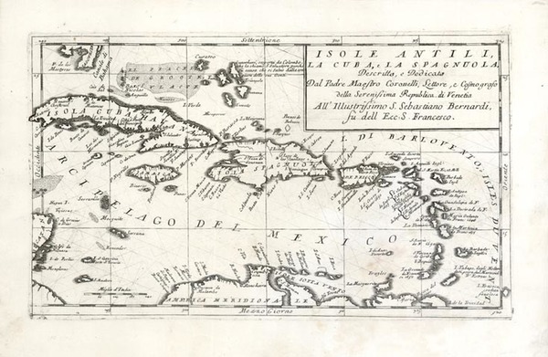 63-Caribbean Map By Vincenzo Maria Coronelli