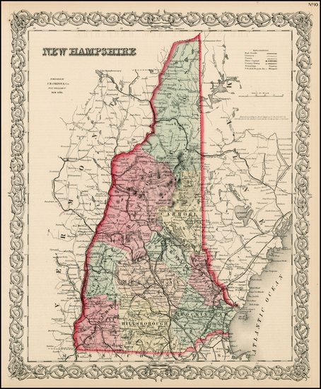 89-New England Map By Joseph Hutchins Colton