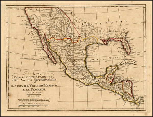 82-Texas, Southwest, Mexico and California Map By A.B. Borghi