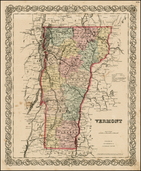 75-New England Map By Joseph Hutchins Colton