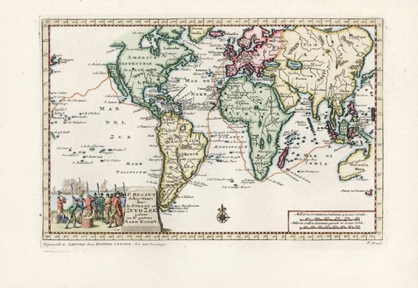 42-World, World, South America and America Map By Pieter van der Aa