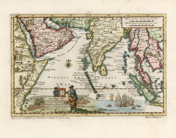 54-Asia, India, Southeast Asia, Africa and East Africa Map By Pieter van der Aa