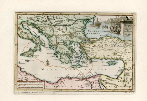 89-Europe, Turkey, Mediterranean, Asia, Turkey & Asia Minor and Greece Map By Pieter van der A
