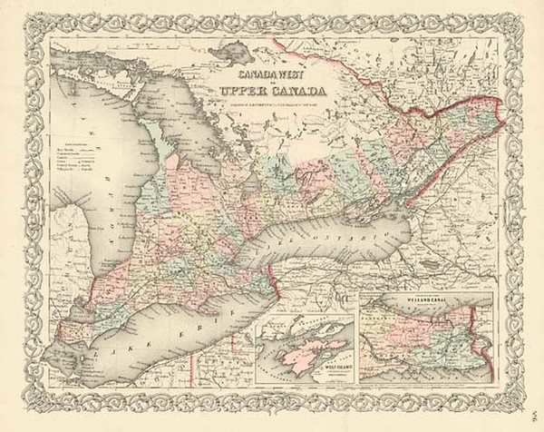 22-Midwest and Canada Map By Joseph Hutchins Colton