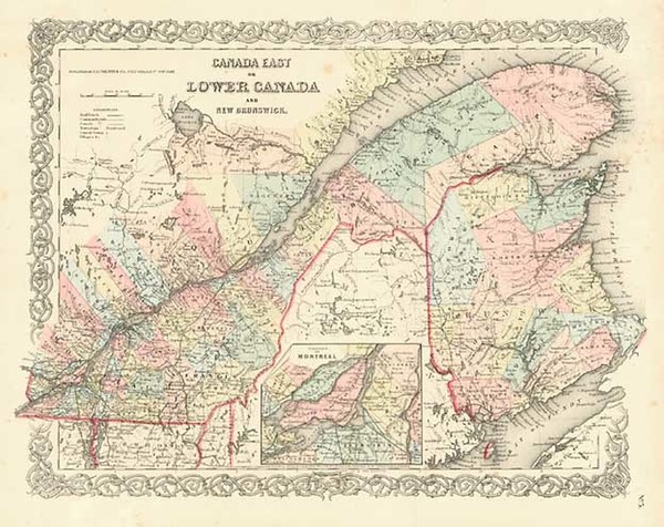 93-Canada Map By Joseph Hutchins Colton