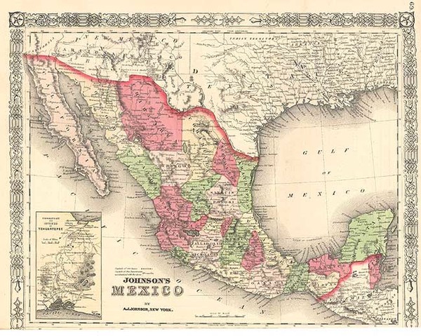 58-Southwest and Mexico Map By Benjamin P Ward  &  Alvin Jewett Johnson