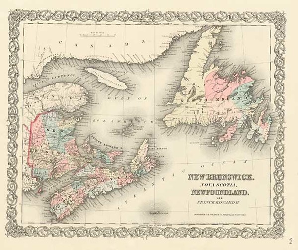 100-Canada Map By Joseph Hutchins Colton