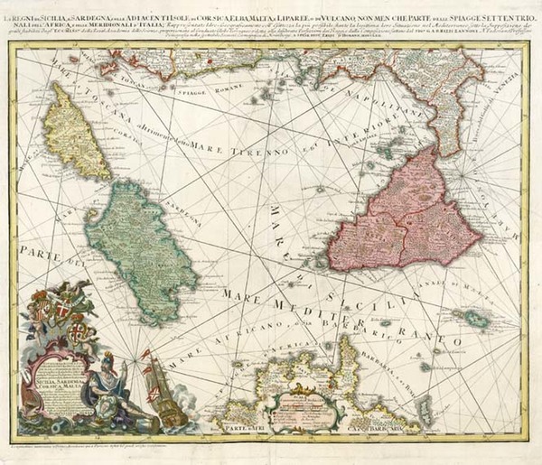 4-Europe, Italy, Mediterranean and Balearic Islands Map By Homann Heirs