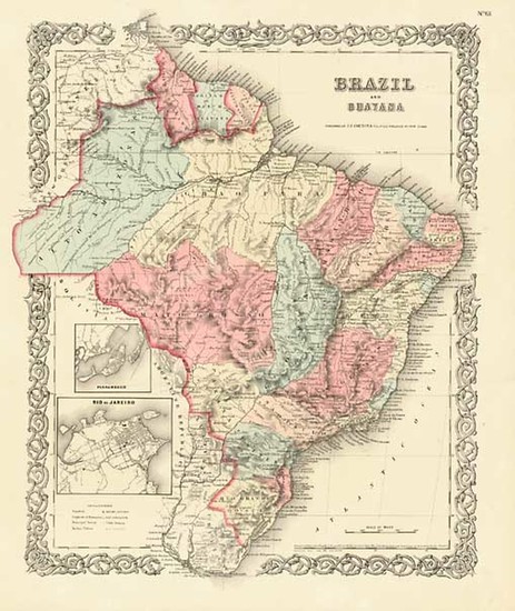 72-South America Map By Joseph Hutchins Colton