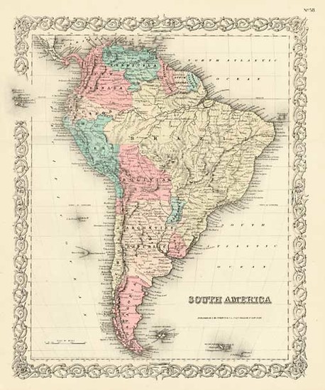 67-South America Map By Joseph Hutchins Colton