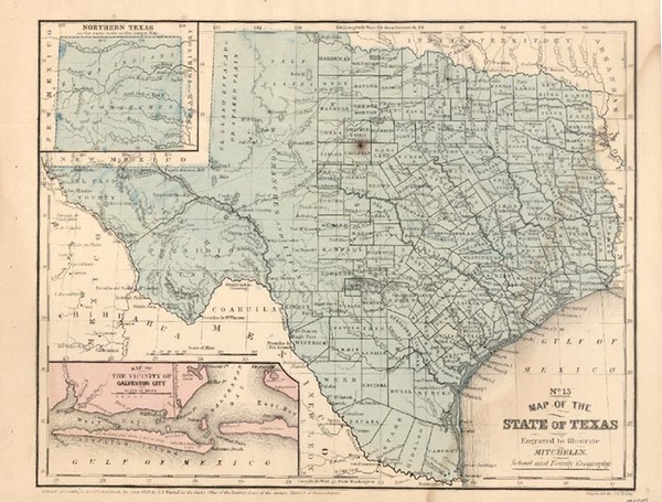 89-Texas Map By Samuel Augustus Mitchell