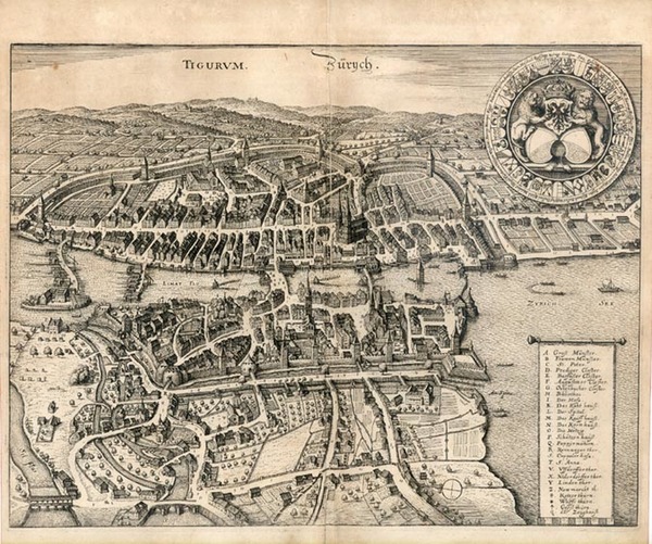 36-Europe and Switzerland Map By Matthaus Merian