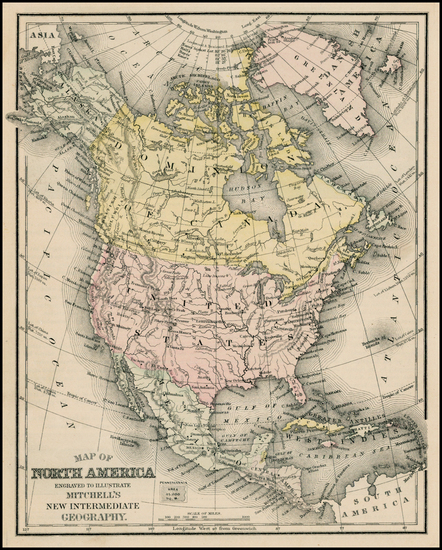 16-North America Map By Samuel Augustus Mitchell