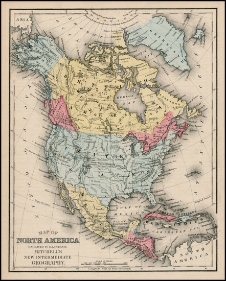 35-North America Map By Samuel Augustus Mitchell