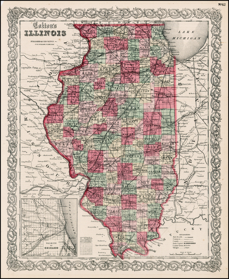 68-Midwest Map By Joseph Hutchins Colton