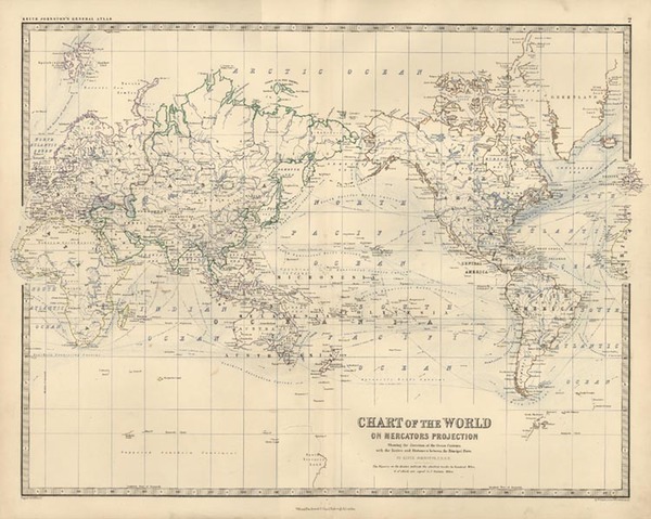 16-World and World Map By W. & A.K. Johnston