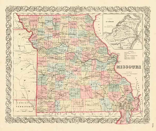 94-Midwest and Plains Map By Joseph Hutchins Colton