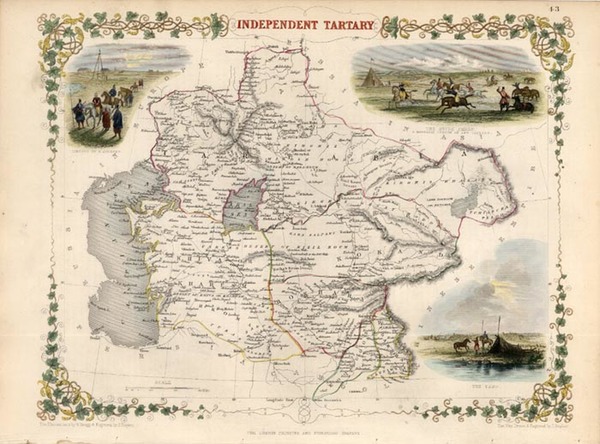 90-Asia, India, Central Asia & Caucasus and Russia in Asia Map By John Tallis