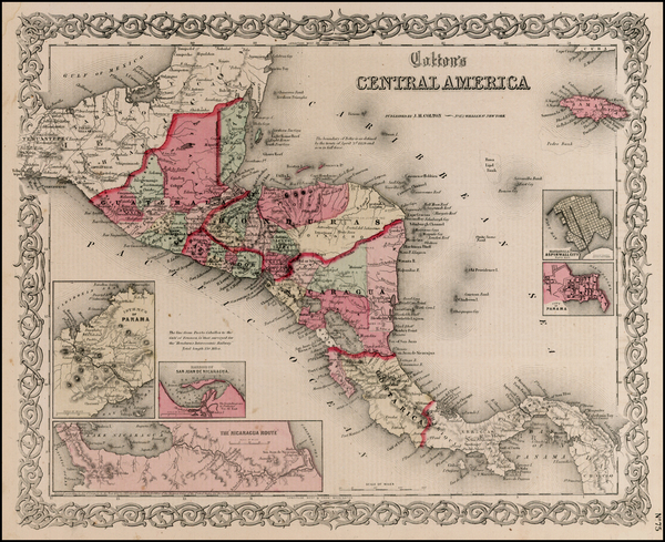 20-Central America Map By Joseph Hutchins Colton