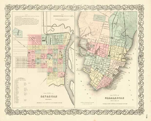 43-Southeast Map By Joseph Hutchins Colton