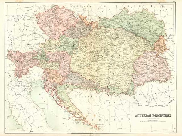 95-Europe, Austria, Hungary, Romania and Balkans Map By Adam & Charles Black