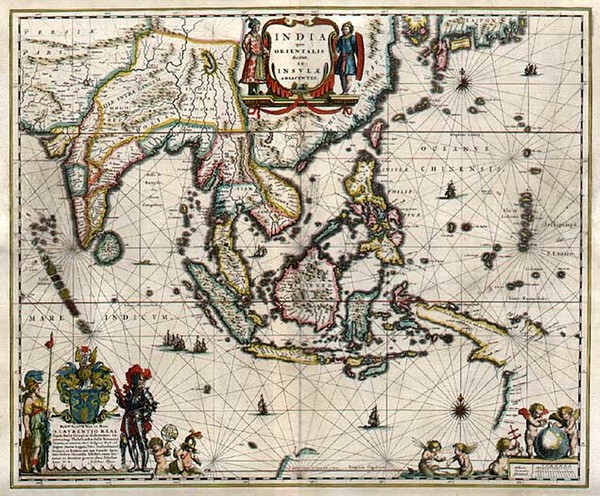 31-Asia, China, India and Southeast Asia Map By Willem Janszoon Blaeu