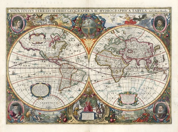 2-World and World Map By Henricus Hondius