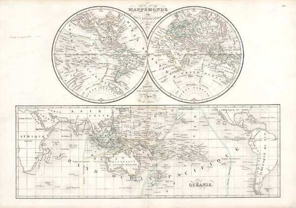 35-World, World, Australia & Oceania and Oceania Map By Charles Francois Delamarche