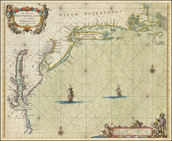 Pas caerte van Nieu Nederlandt en de Engelsche Virginies van Cabo Cod tot Cabo Canrick