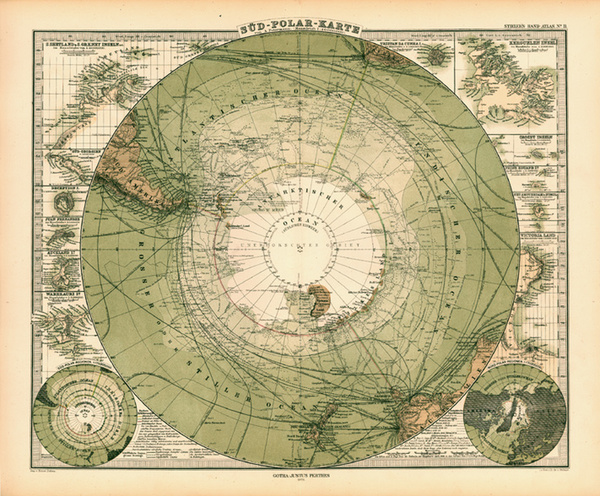 61-World and Polar Maps Map By Adolf Stieler