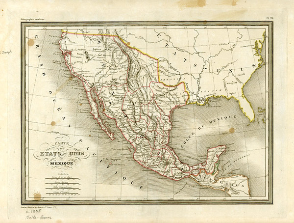 71-Texas, Mexico and California Map By Conrad Malte-Brun