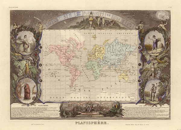 41-World and World Map By Victor Levasseur