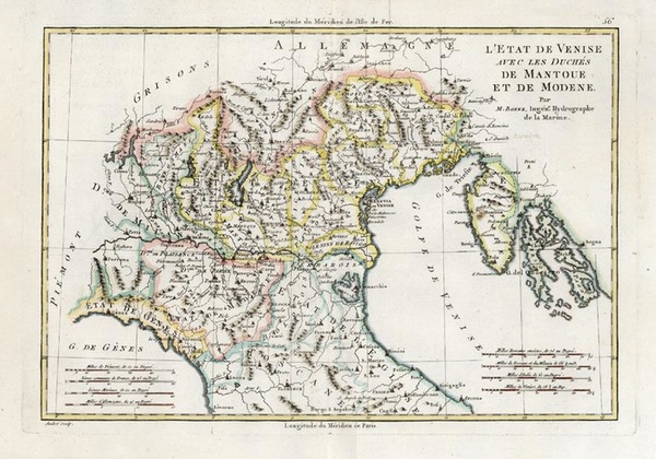 50-Europe and Italy Map By Rigobert Bonne