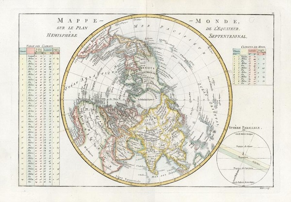 58-World, Northern Hemisphere and Polar Maps Map By Rigobert Bonne