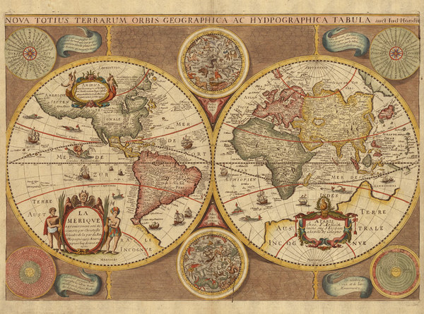70-World, World and Celestial Maps Map By Jodocus Hondius / Francois Jollain